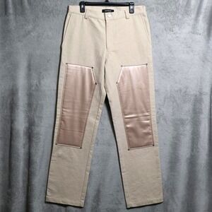 NAHMIAS Pants Mens 34x34 Beige Canvas Carpenter Contrast Knee Panels Made In USA
